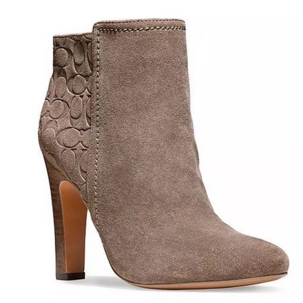 Coach Hannibal Embossed Suede Ankle Booties
